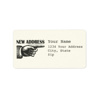 Neue Adresse Zeigende Hand Adressaufkleber