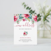 Neue Adresse zu Weihnachten | HÜBSCHE BLUME Ankündigungspostkarte (Stehend Vorderseite)