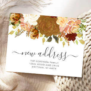 Neue Adressen Herbst Floral Umzugsankündigung Postkarte
