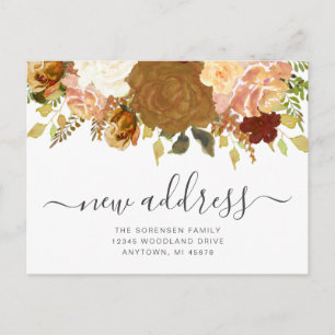 Neue Adressen Herbst Floral Umzugsmeldung Postkarte
