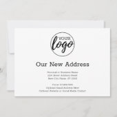 Neue Adressenänderung mit weißem Firmenlogo Ankündigung (Vorderseite)