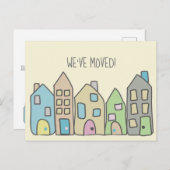 Neue Adressenpostkarten Handgezogene Doodle-Häuser Postkarte (Vorne/Hinten)