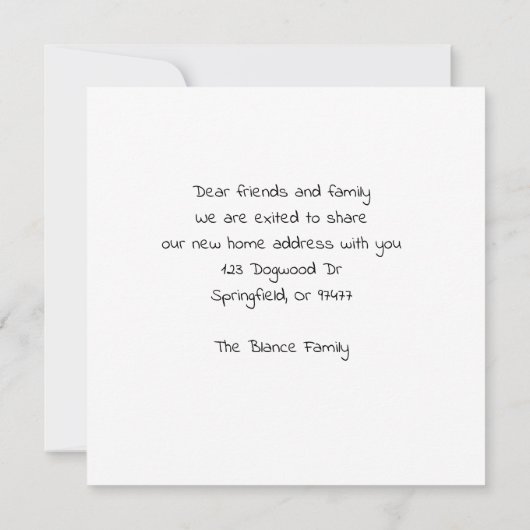 Neue Adressflatternummer Mitteilungskarte (Rückseite)