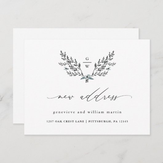 Neue Adresskalligrafie Änderung der Adresse Ankündigungspostkarte (Vorne/Hinten)