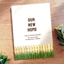 Neue Adresskarte mit Sammelzaun und Garten Ankündigung