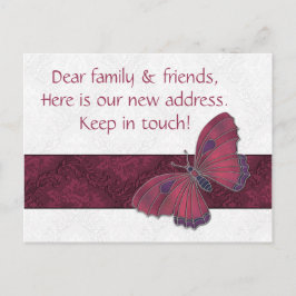 Neue Adresskarten Gäste Butterfly Brocade rot Ankündigungspostkarte