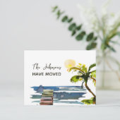 Neue Adressleiste Palm Tree Moving Ankündigungspostkarte (Stehend Vorderseite)