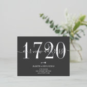 Neue Adressnummer graues Silber-Skript verschieben Folie Einladungspostkarte (Stehend vorne)