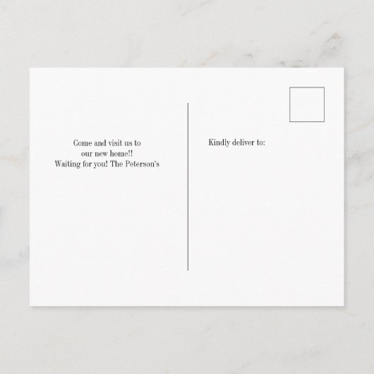 Neue Adressnummer Schwarz-weißes Chic-Skript versc Ankündigungspostkarte (Rückseite)