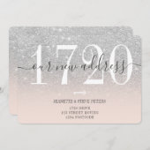 Neue Adressnummer Silber-Glitzer-Skript verschiebe Ankündigung (Vorne/Hinten)