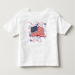 Neue amerikanische Flagge und Feuerwerke Kleinkind T-shirt