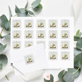 Neue Anfänge Blumenzwiebelhochzeit Quadratischer Aufkleber