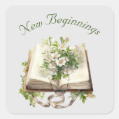 Neue Anfänge Blumenzwiebelhochzeit Quadratischer Aufkleber (Vorderseite)