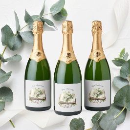 Neue Anfänge Blumenzwiebelhochzeit Schaumweinetikett