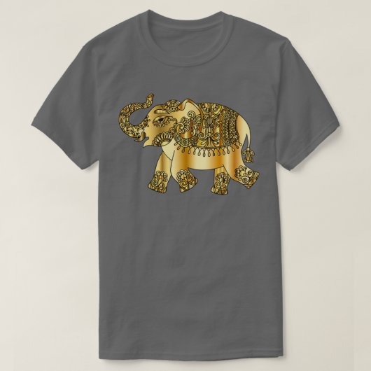 Neue Anfänge Goldenes Elefantendesign T-Shirt (Design vorne)