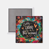 Neue Anfänge hören Blume Abstrakte Inspiritivität Magnet (Vorderseite/Rückseite)