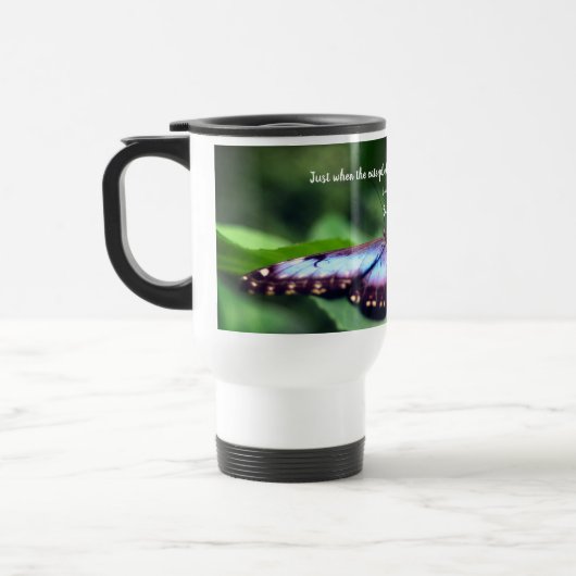 Neue Anfänge Schmetterling Inspiration Zitat Reisebecher (Links)