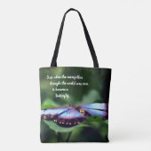 Neue Anfänge Schmetterling Inspiration Zitat Tasche (Rückseite)