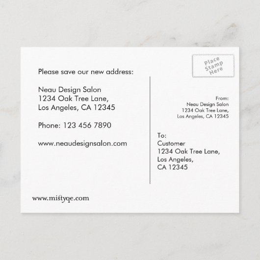 Neue Ankündigung über die Adressenverschiebung Pos (Rückseite)