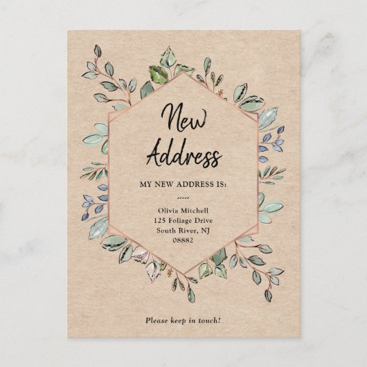 Neue Ankündigung über die Bewegung von Adressblätt Postkarte (Vorderseite)