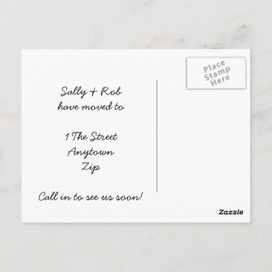 neue Anschrift Blumenkranz Postkarte (Rückseite)