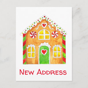 Neue Anschrift Gingerbread House Postcard Postkarte