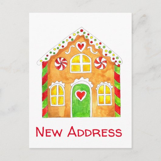 Neue Anschrift Gingerbread House Postcard Postkarte (Vorderseite)