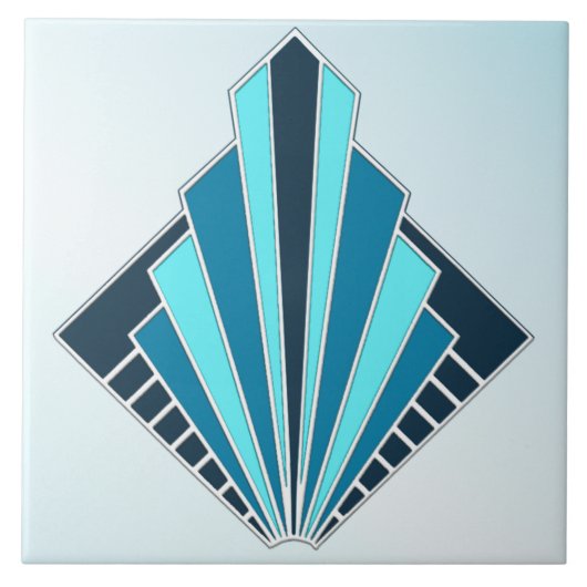 Neue Art-Deco-Keramik (Blau) Fliese (Vorderseite)