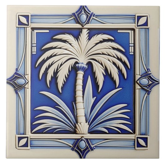 Neue Art Deco Stil Palm Keramik Tile. Fliese (Vorderseite)