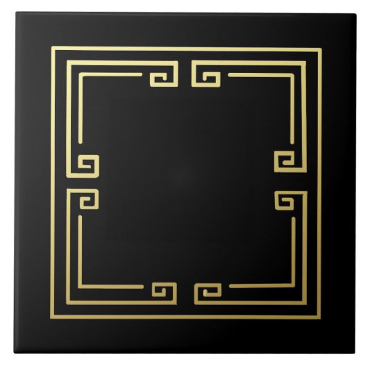Neue Art Deco Stil Schwarz und Gold Fliese (Vorderseite)