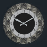 Neue Art Deco Stil Schwarz und Silber Große Wanduhr<br><div class="desc">Ich habe eine neue Art Deko Stil Rundwand Wanduhr in Schwarz und Silber. Diese Uhr Gesicht ist gemustert im Art Deko Stil mit Deko-Nummern auf einem silbernen Hintergrund mit einem schwarzen Zentrum. Wie Sie vom Foto aus sehen können, sieht diese Uhr großartig an einer schlichten Wand aus. Stilvoll für Ihre...</div>