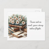 Neue Autor Glückwunsch Vintage Bücher Postkarte (Vorne/Hinten)