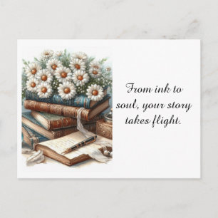 Neue Autor Glückwunsch Vintage Bücher Postkarte