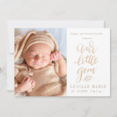 Neue Baby-Ankündigung Unser kleines Gem-Script Ankündigung (Vorderseite)