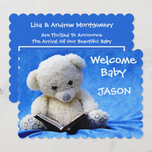 Neue Baby-Announccard, Blue, Niedlich Teddy Bear Einladung