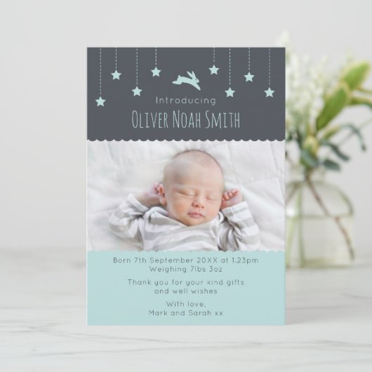 Neue Baby Boy Ankündigung/Dankeschön Karte A5 (Stehend Vorderseite)