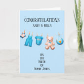 Neue Baby Boy Blue Glückwünsche individuell anpass Karte (Vorderseite)