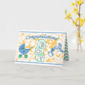 Neue Baby Boy Card Karte (Gelbe Blume)
