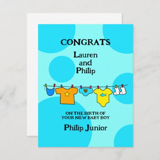 Neue Baby Boy Gratulationen Anpassbare Karte (Vorne/Hinten)
