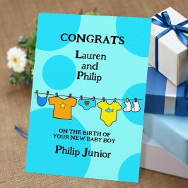 Neue Baby Boy Gratulationen Anpassbare Karte