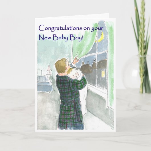 Neue Baby Boy Gratulations Card Karte (Vorderseite)