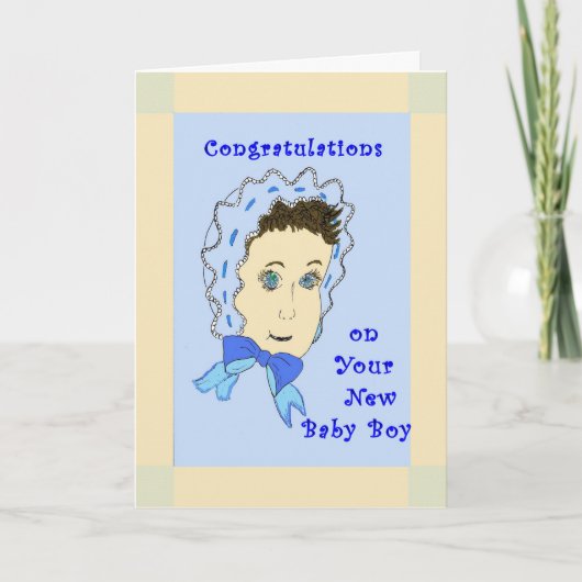 Neue Baby Boy Gratulations Card Karte (Vorderseite)