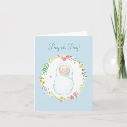 Neue Baby Boy Note Card Karte (Vorderseite)