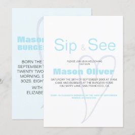 Neue Baby Boy Sip und sehen Sie mit Statistiken Einladung