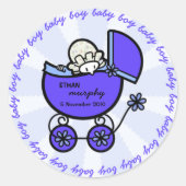 Neue Baby Boy Template Runder Aufkleber (Vorderseite)