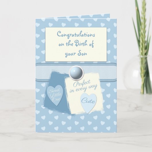 Neue Baby Boys gratuliert blau Karte (Vorderseite)