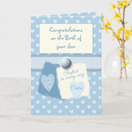 Neue Baby Boys gratuliert blau Karte (Gelbe Blume)