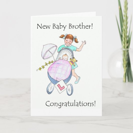 Neue Baby Brother Gratulations Card Karte (Vorderseite)