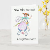 Neue Baby Brother Gratulations Card Karte (Gelbe Blume)