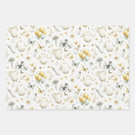 Neue Baby-Dusche, Junge, Mädchen, neutral, Geschenkpapier Set (Vorderseite 3)